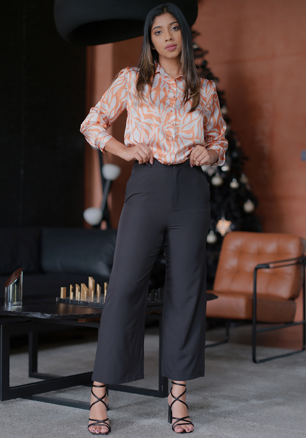 MELODY ORANGE PRINTED BLOUSE